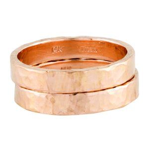 14K ROSE GOLD HAMMERED STACKABLE BAND RING- EACH BAND SOLD SEPARATELY